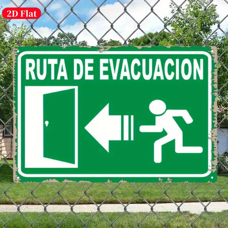Emergency Exit Sign - (Disegno 2D su latta) Segnale di